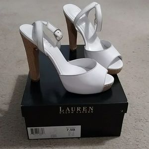Lauren Ralph Lauren White Vachetta Fantara Heels
